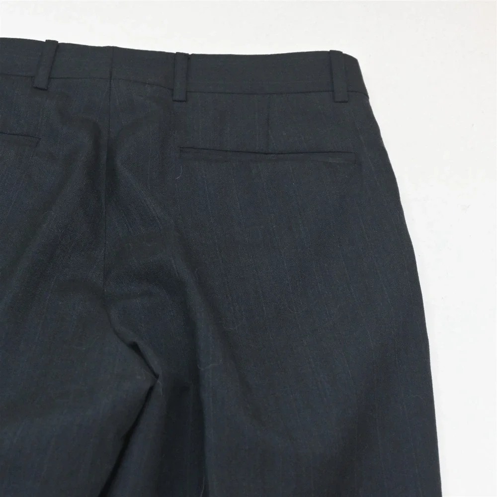 Vtg Y2K 2000s Double Breasted 38S 32x30 Blue Striped Wool Mens Jacket Pants Suit